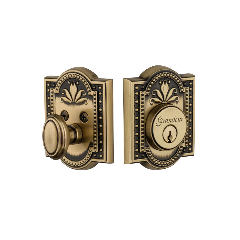 Parthenon Double Cylinder Deadbolt, Vintage Brass