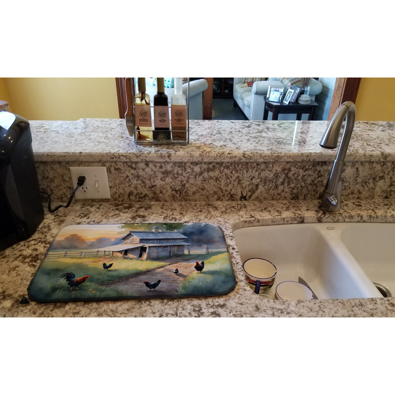 Chicken Coop at Dawn Dish Drying Mat