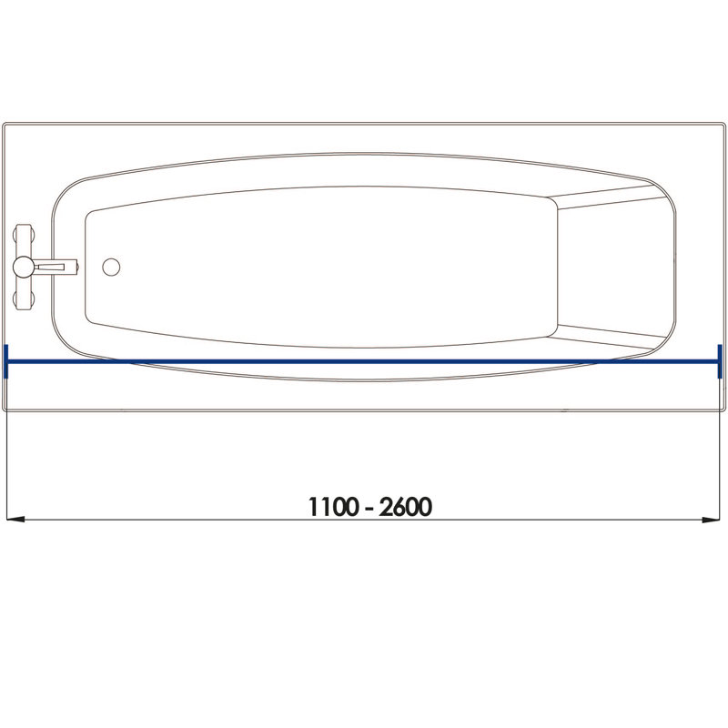 260cm Straight Shower Curtain Pole, White