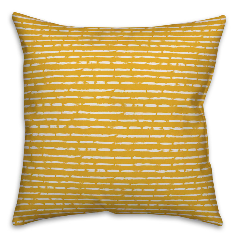  Housse et insert de coussin carré Tally, 18 po x 18 po, Jaune / rayé blanc 1