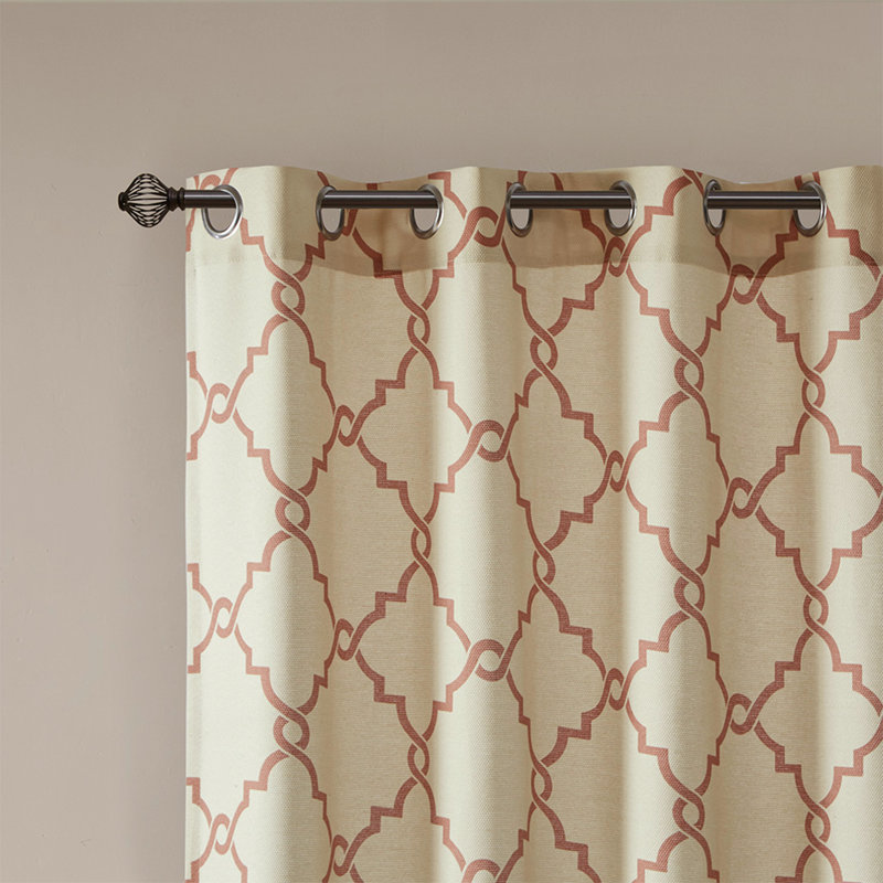 Khaki and Black Light-Filtering Grommet Top Cotton Blend Curtains