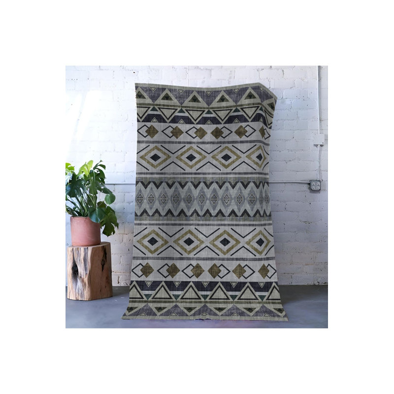 Gray Theme Geometric Shape Pattern Modern Machine Washable Decorative Rug, Runner 3'3" x 6'7"  Rug Pad Included