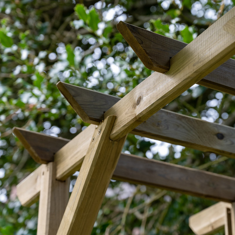 120cm W x 62cm D Solid Wood Arbour with Bench in Natural Timber