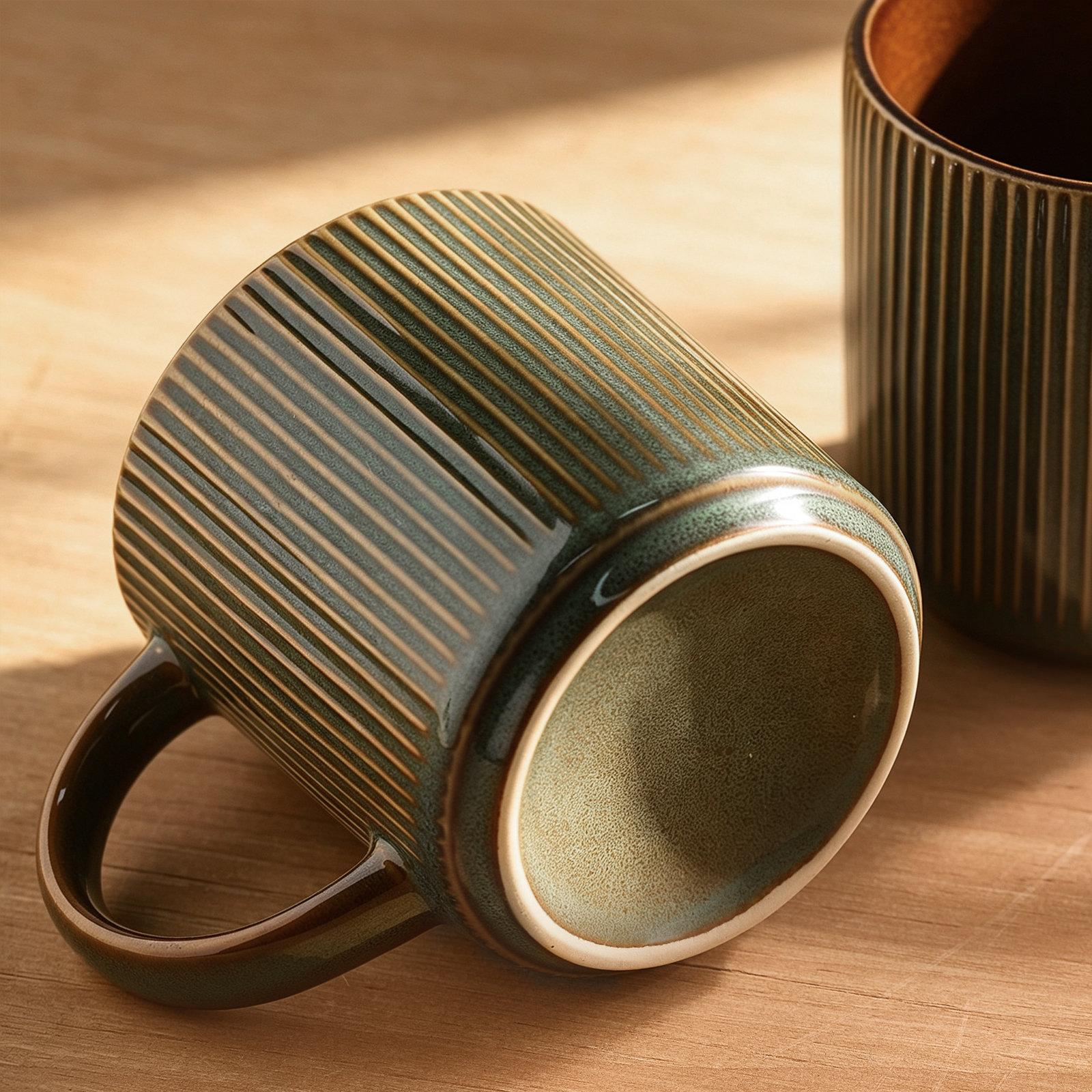 Black Ceramic Mug, Moss & Cocoa