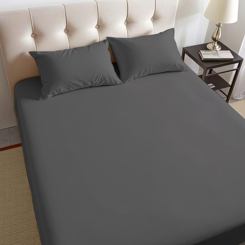 40cm Extra Deep Fitted Sheet – Soft Microfiber, Wrinkle-Free, Cooling, Elastic Corners, Charcoal, Single (3')