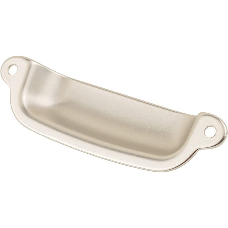Brushed Nickel Classic Cup Drawer Pull with Mounting Hardware