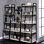 Natural And Black 5 Shelf, For Storing Office Supplies Bookcase, Stylish Industrial Design Living Space