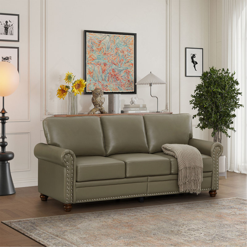 Living Room Sofa Faux Leather, Grey