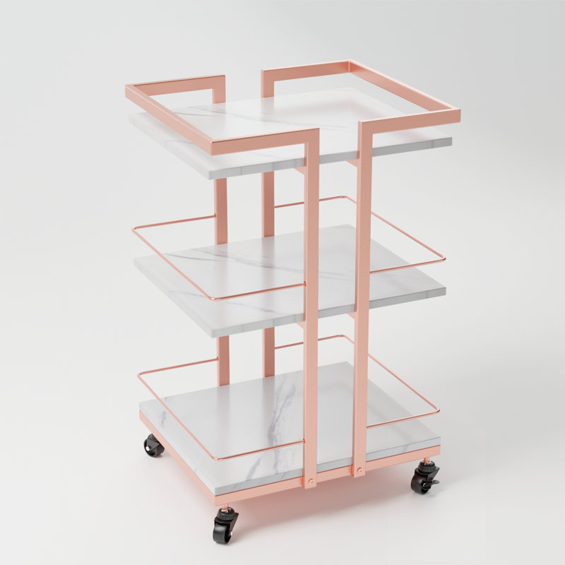 Chariot-bar utilitaire en métal, Rose