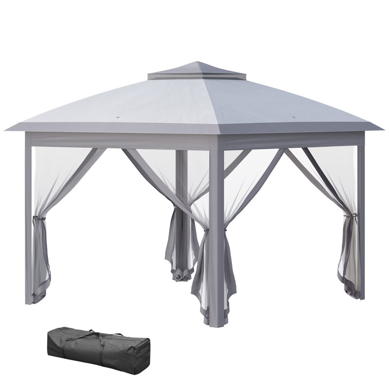 Atzhiry 3.3m x 3.3m Metal Pop-Up Gazebo, Grey