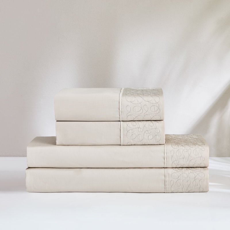 Path Cotton Sheets Cream 4 Piece Set King, King Sheet Set