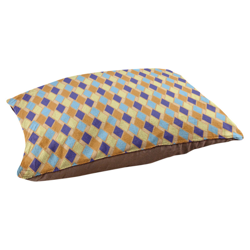 Coussin de diamants rétro Byrge, Grand (l 42,5 po x P 32,5 po x H 14 po), Kaki / bleu ardoise foncé