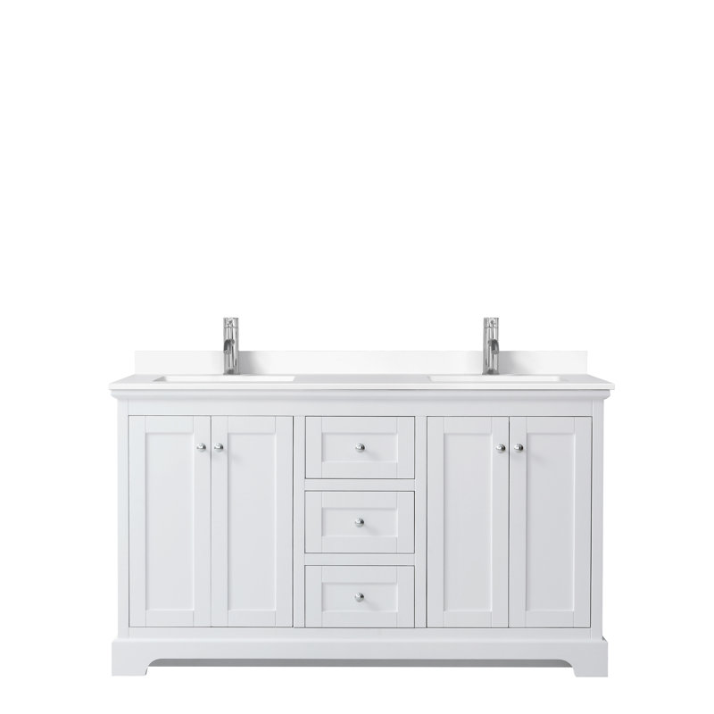 Avery 60'' White Double Bathroom Vanity with Marble Top