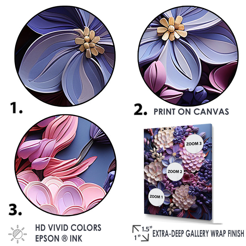Serenity Lilac Magic, reproduction d'art sur toile encadrée, Cadre flottant doré, H 20 po x l 12 po x P 1 po