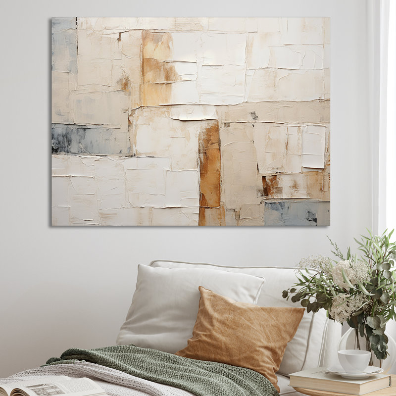 «Minimalisme scandinave III beige et or» sur toile, Toile tendue, H 12 po x l 20 po x P 1 po