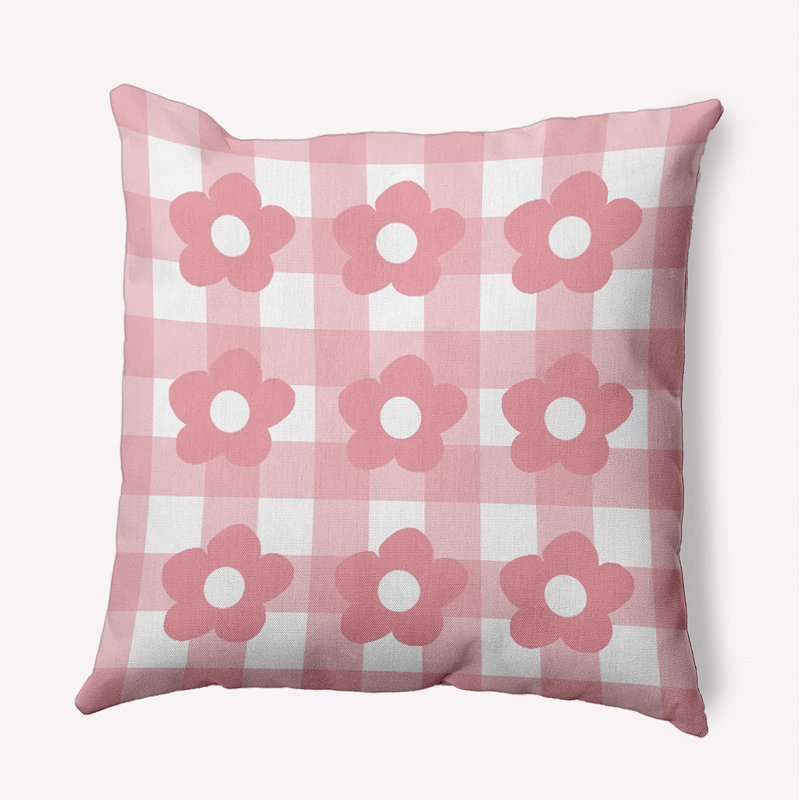 Coussin décoratif géométrique intérieur / extérieur en polyester, H 16 po x l 16 po, Carré