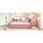 Full Size Upholstered Daybed With 2 Storage Drawers Sofa Bed Frame No Box Spring Needed, Linen Fabric (Pink)-1635923849
