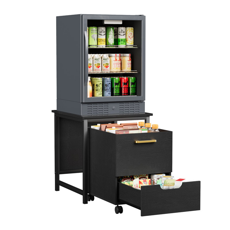 Mini support de réfrigérateur avec rangement, mini armoire de réfrigérateur avec roues verrouillables, support de réfrigérateur pour appartement, bureau, chambre à coucher,