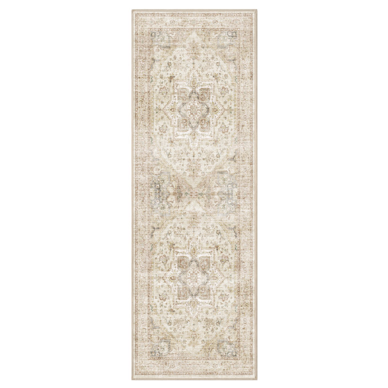 Chemin de table délavé traditionnel taupe délavé, Taupe, Runner 2' x 6'