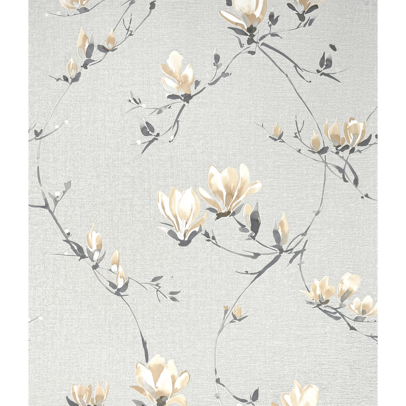 Isla Floral Luxury Textured Vinyl Wallpaper, Beige