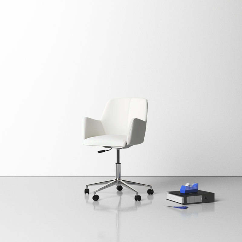 Azure Faux Leather Swivel Task Chair, White Faux Leather
