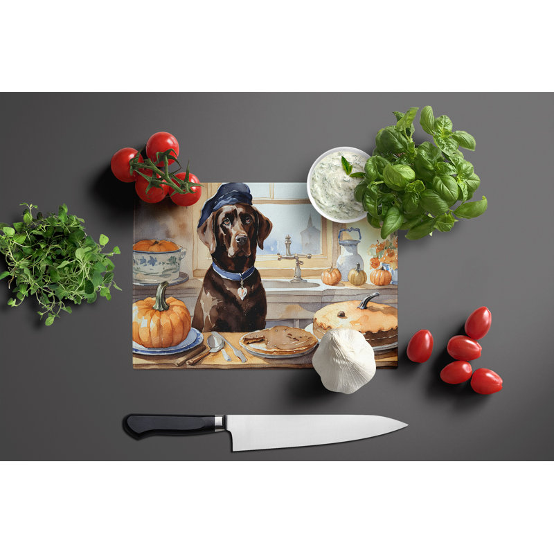 Grande planche à découper en verre avec citrouilles chocolat
