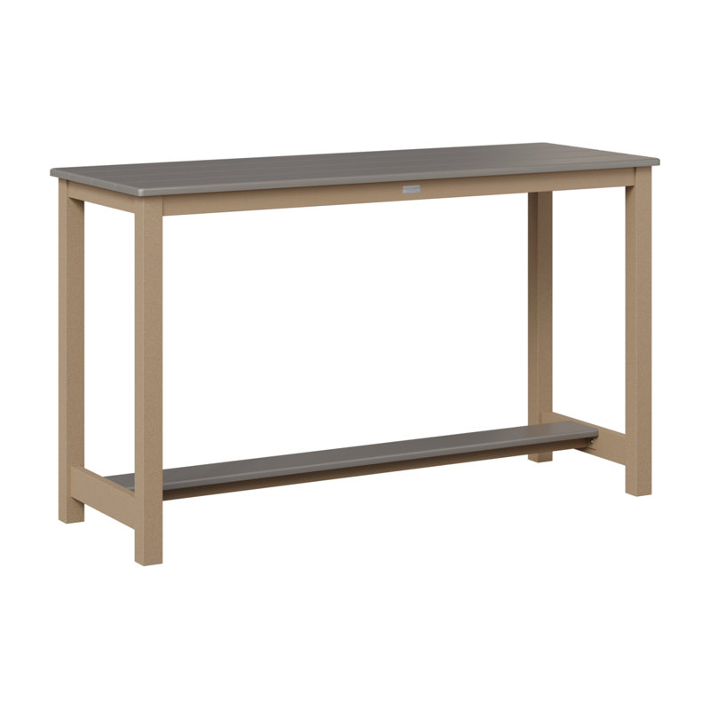 Table de jardin à hauteur de comptoir Berlin Gardens, Acier inoxydable martelé, Chêne veiné de bois