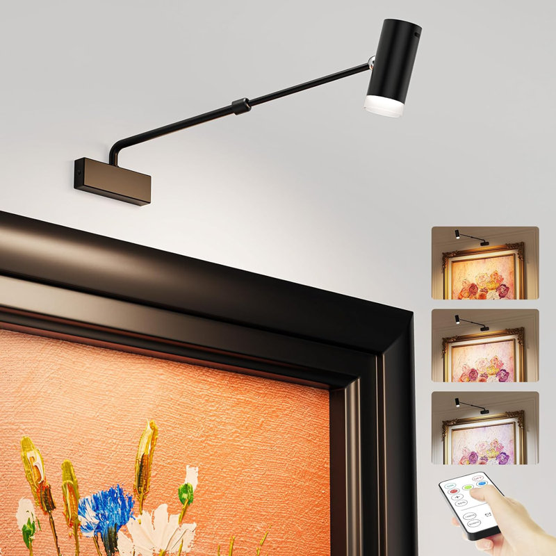 Lampe pour tableau à piles, lumière d'art sans fil à longueur réglable pour peintures
