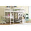 Lit mezzanine double avec bureau intégré avec deux tiroirs et tablettes et tiroirs de rangement, blanc