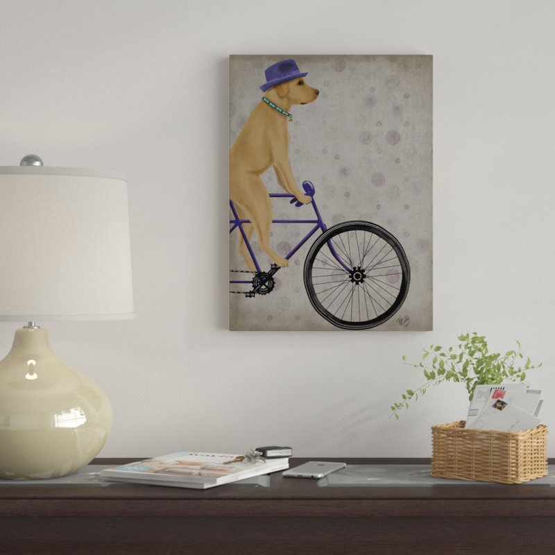«Yellow Labrador on Bicycle», impression sur toile tendue, H 19 po x l 14 po x P 2 po