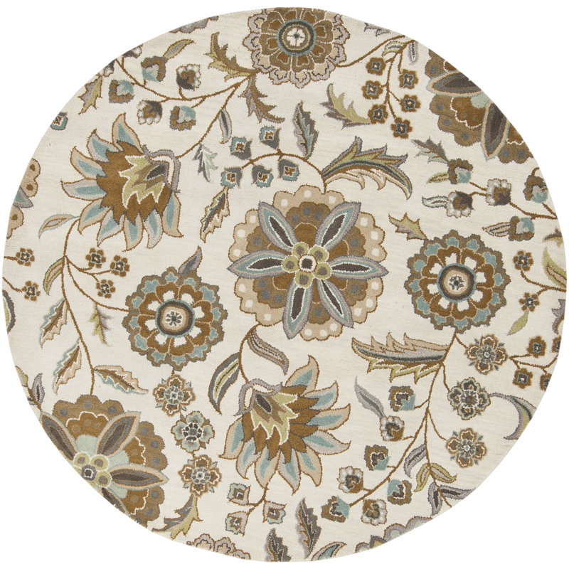 Tapis en laine touffeté à la main Elsberry, Rond 9 pi 9 po