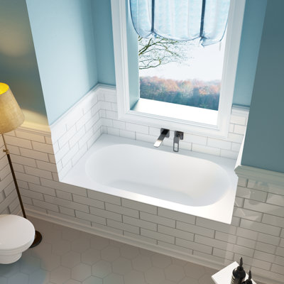 Baignoire encastrée 60 po x 32 po à surface solide avec design intérieur ovale