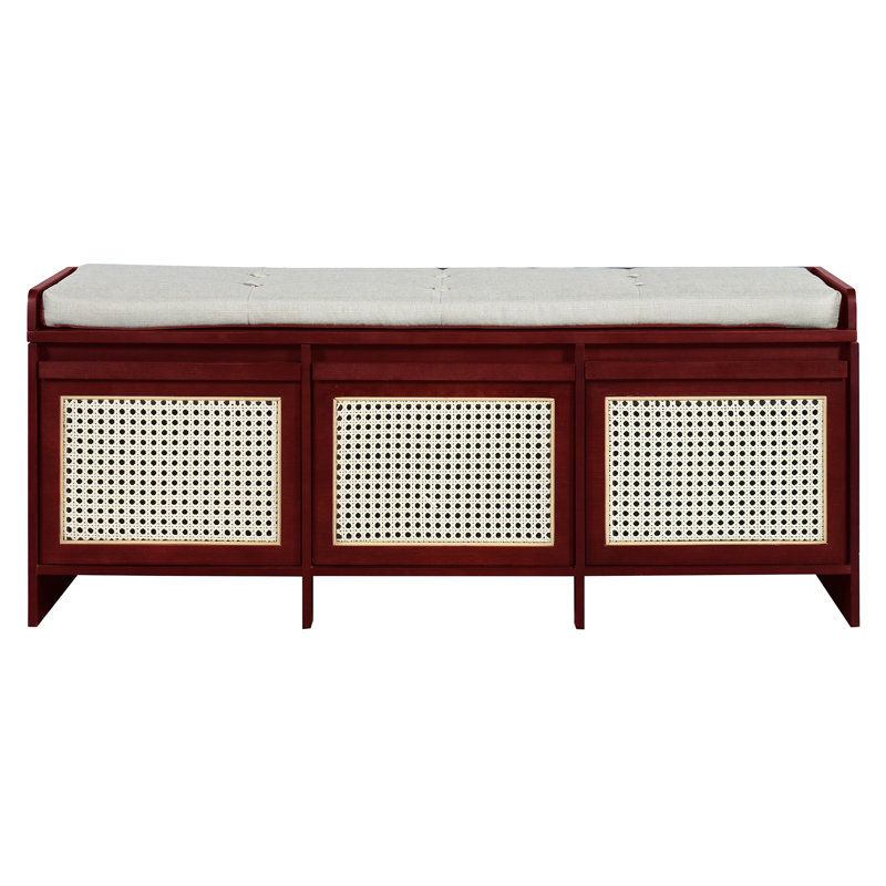 Banc de 48 po avec rangement caché et coussin, Rouge