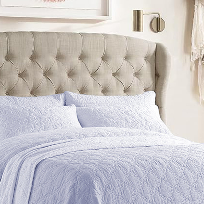 Lit tapissier en tissu, base de lit à hauteur réglable capitonnée, Beige, Très grand lit