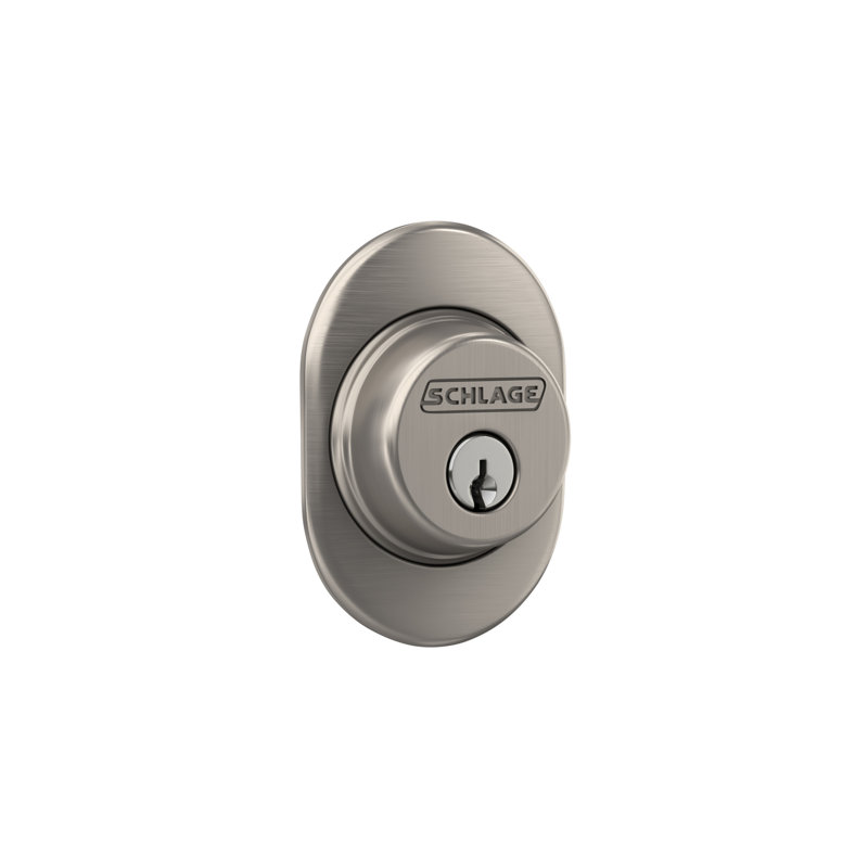 Single Cylinder Deadbolt With Remsen Trim, Satin Nickel