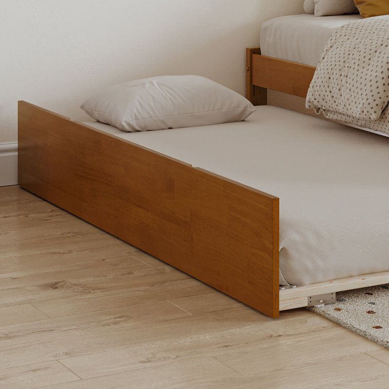 Rasnick Solid Wood Roll Out Trundle Bed, Twin, Light Toffee