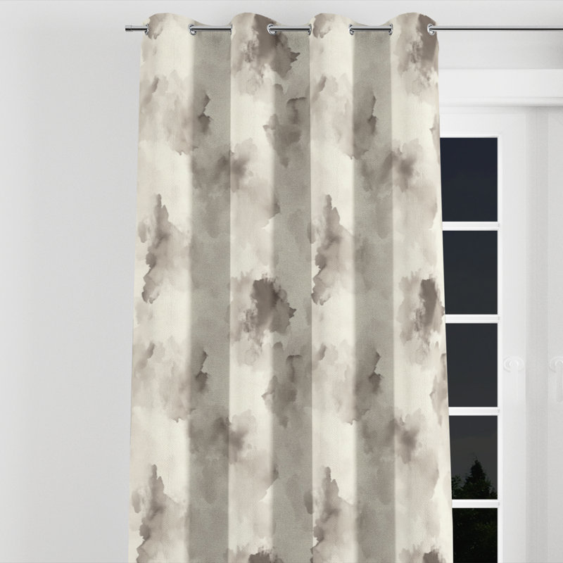 Modern Room Darkening Curtains - Gray Slate Mist Grommet Curtain - 1 Panel, 52" W x 120" L, Silver Grommets