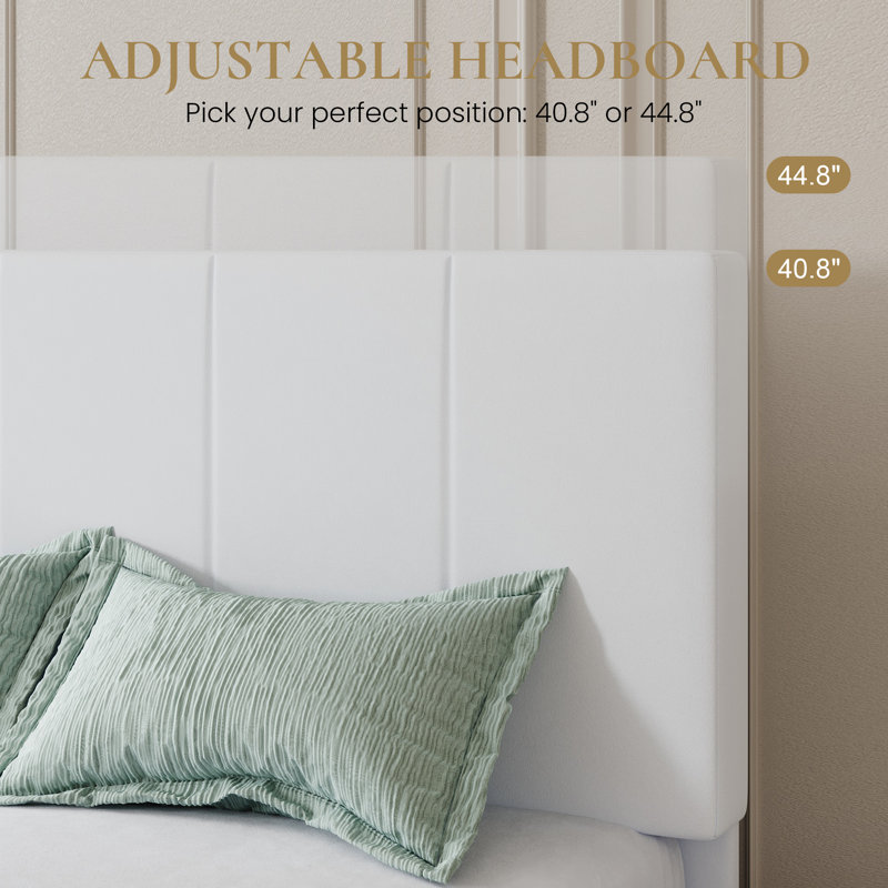 Lit plateforme entièrement rembourré, lit en velours moderne avec tête de lit capitonnée, conception sans poussière, grand / double / très grand