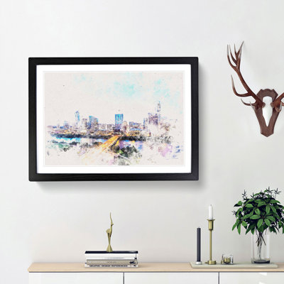Austin Texas Skyline Watercolour 1 Piece Single Picture Frame Wall Art on MDF