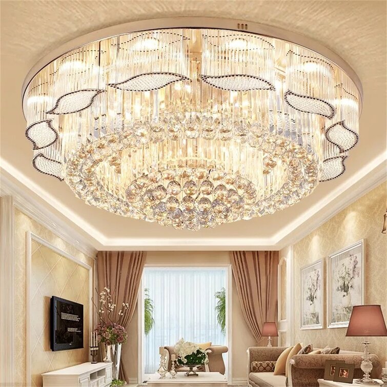 23.6" Modern Luxury K9 Crystal LED Flush Mount Lamp