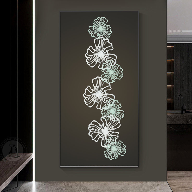 7-Piece Metal Wall Decor, White/Green