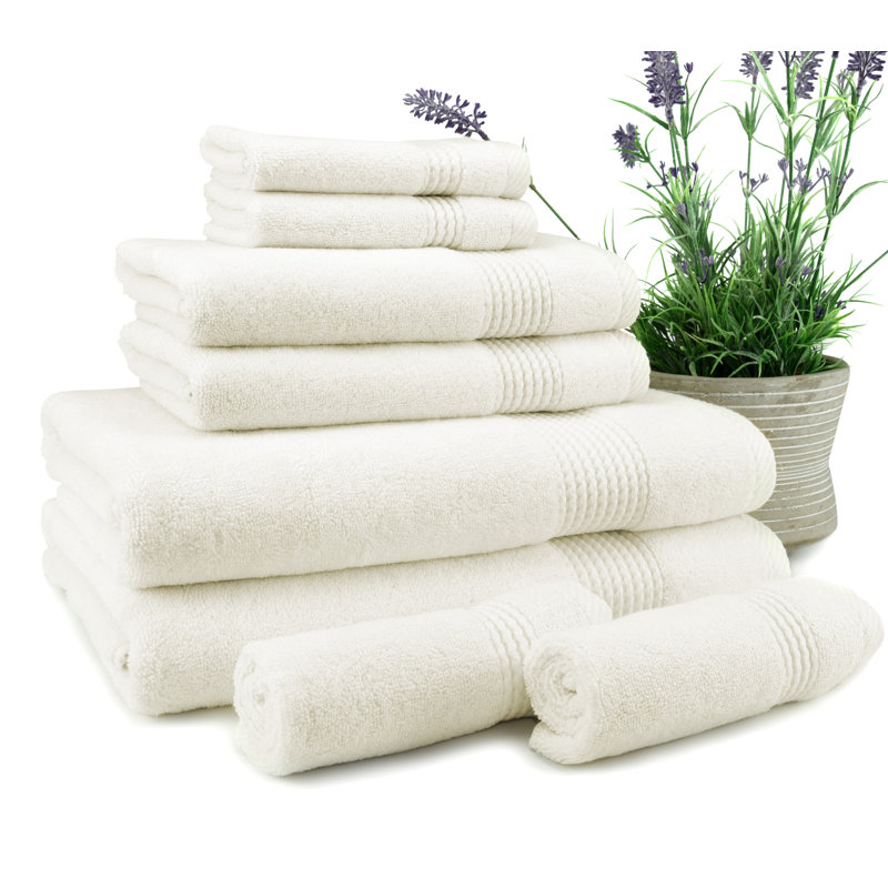 Adlena 8 Piece Turkish Cotton Towel Set, Cream