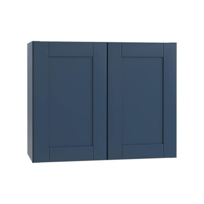 Gallery Express Mercer Plywood Assembled 30 in W X 12 in D X 24 in H Wall Bridge Kitchen Cabinet with Soft Close in Navy