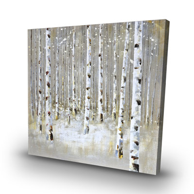 Birch forest by winter - 32"x32" art on canvas