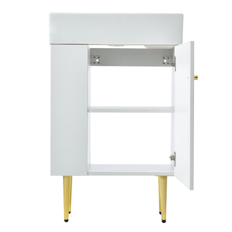 Armoire de salle de bain de style moderne avec tablette de rangement ouverte