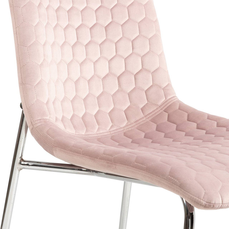Ambermarie Velvet Modern Dining Chairs with Metal Chrome Metal Legs, Upholstered Armless Dinner Chairs, Pink