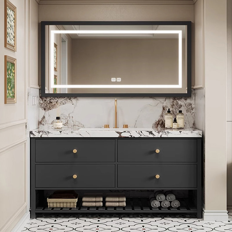 Modern fashion simple bathroom cabinet, 33.5" H x 51.2" W x 21.7" D, Dark Gray