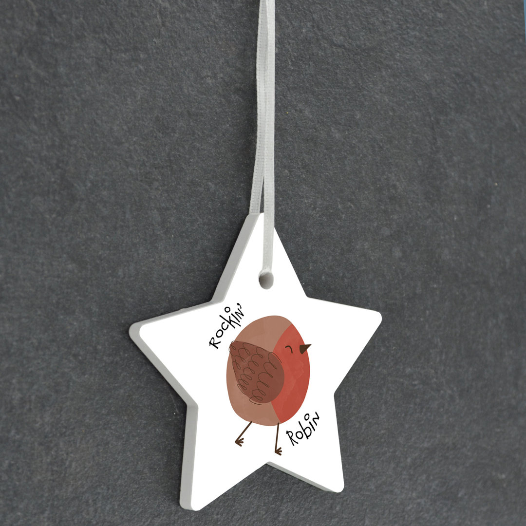 Sanson Robin Rockin Robin Star Shaped Ceramic Ornament