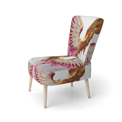 Dusty Pink Angel Wings - Upholstered Contemporary Side Chair, Modern Abstract Accent Chair