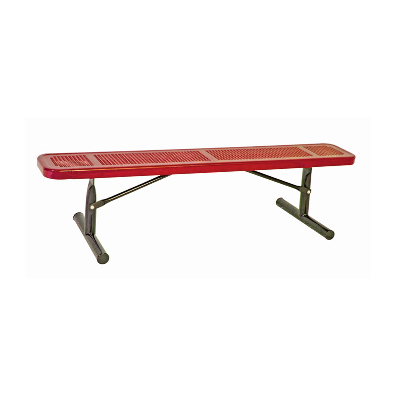 Banc de pique-nique en acier, H 18 po x l 96 po P 12 po, Noir / rouge